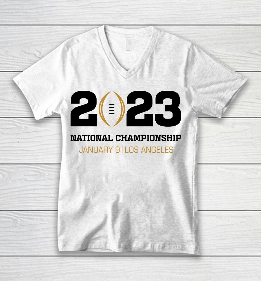 Men's Fanatics Branded White Los Angeles College Football Playoff 2023 Event Logo Unisex V-Neck T-Shirt