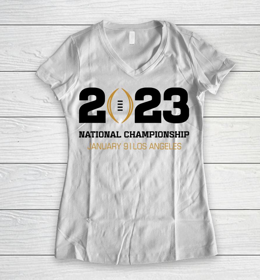 Men's Fanatics Branded White Los Angeles College Football Playoff 2023 Event Logo Women V-Neck T-Shirt