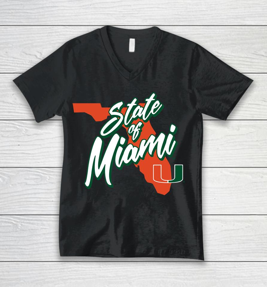 Men's Fanatics Branded White Miami Hurricanes State Of Miami Unisex V-Neck T-Shirt