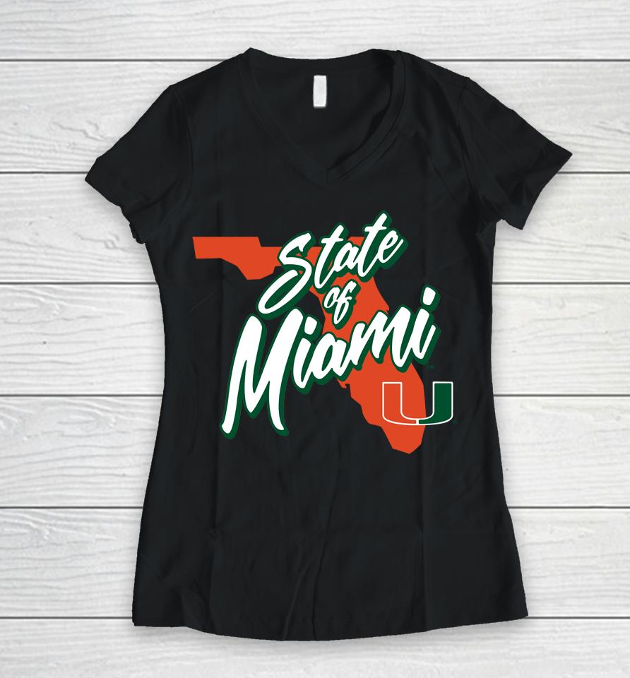Men's Fanatics Branded White Miami Hurricanes State Of Miami Women V-Neck T-Shirt