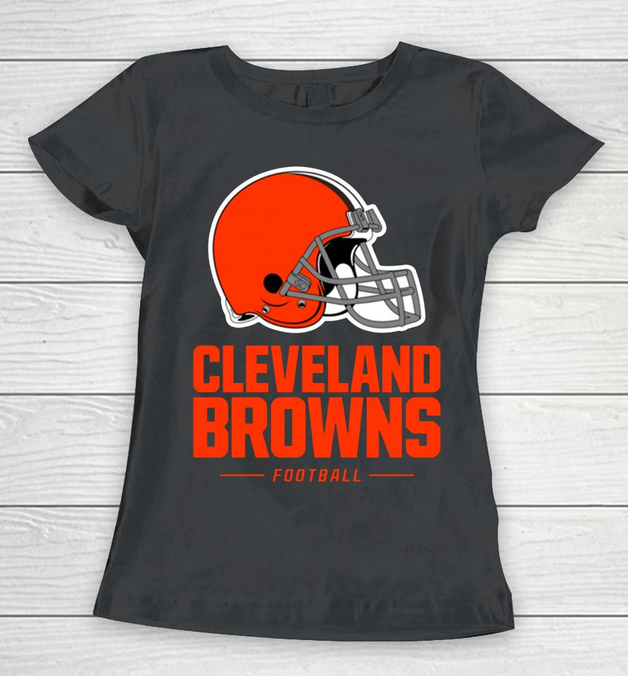 Men's Fanatics Brown Cleveland Browns Logo Team Lockup Fitted Women T-Shirt