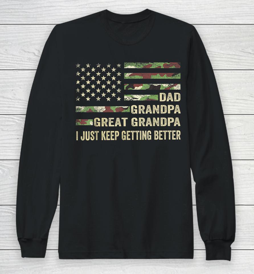 Mens Fathers Day Gift From Grandkids Dad Grandpa Great Grandpa Long Sleeve T-Shirt