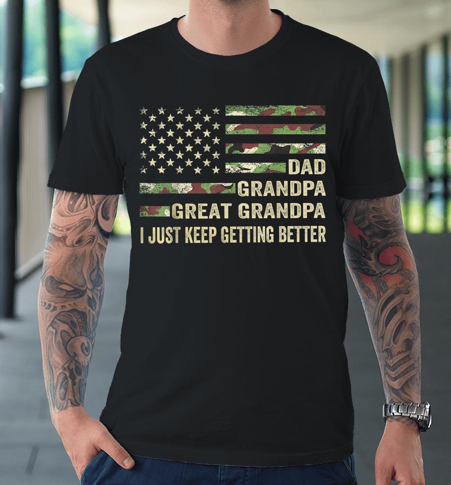 Mens Fathers Day Gift From Grandkids Dad Grandpa Great Grandpa Premium T-Shirt