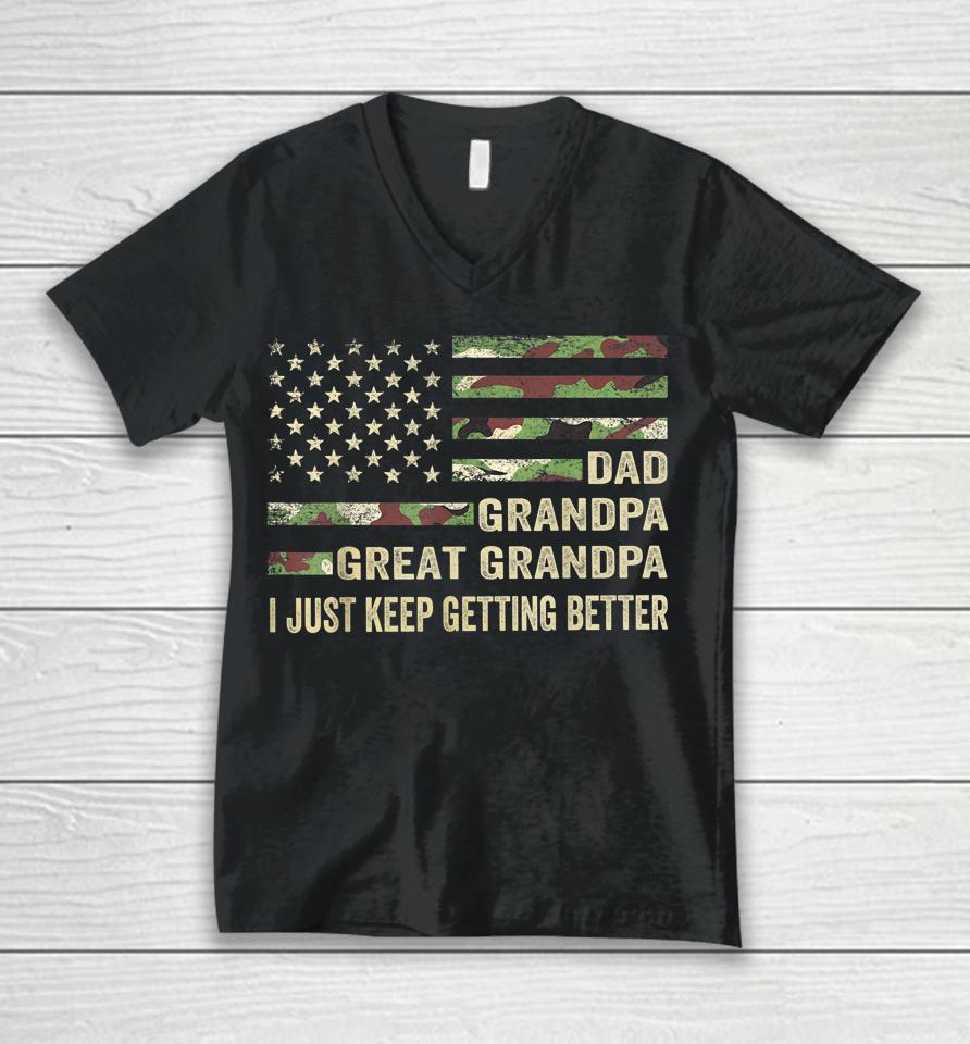 Mens Fathers Day Gift From Grandkids Dad Grandpa Great Grandpa Unisex V-Neck T-Shirt