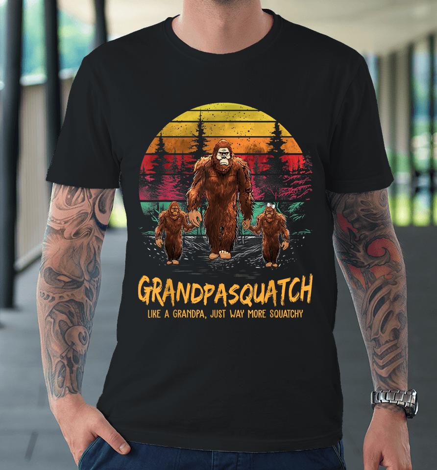 Mens Grandpa Squatch Like A Grandpa Just Way More Squatchy Retro Premium T-Shirt