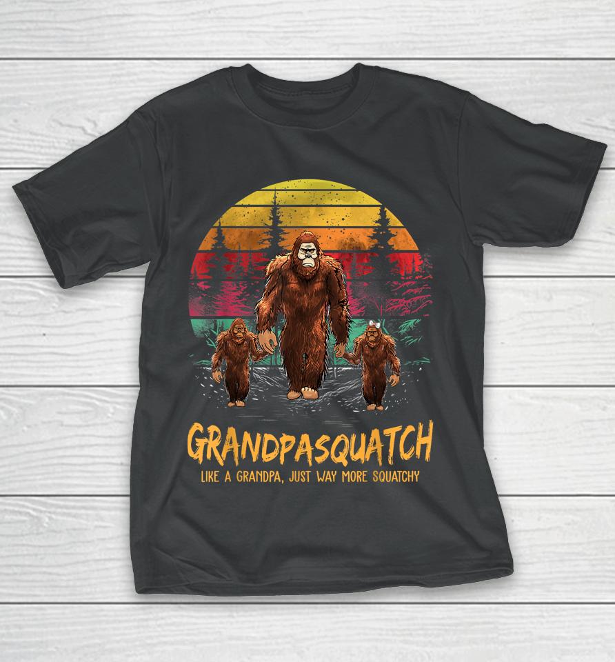 Mens Grandpa Squatch Like A Grandpa Just Way More Squatchy Retro T-Shirt