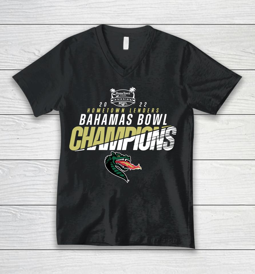 Men's Green Uab Blazers 2022 Bahamas Bowls Champions Unisex V-Neck T-Shirt