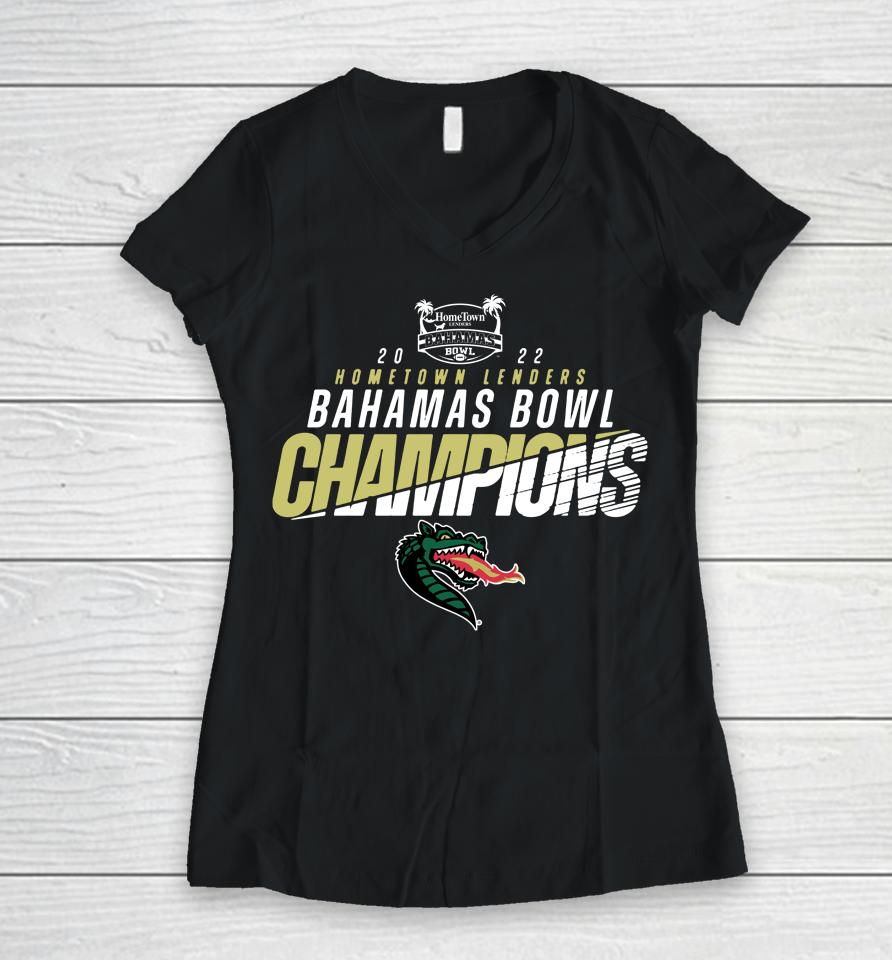 Men's Green Uab Blazers 2022 Bahamas Bowls Champions Women V-Neck T-Shirt