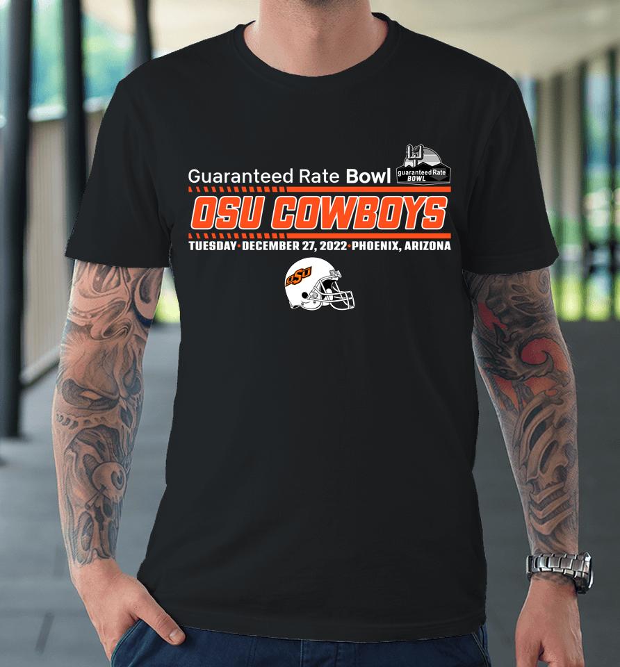 Men's Guaranteed Rate Bowl Playoff 2022 Oklahoma State Team Helmet Premium T-Shirt