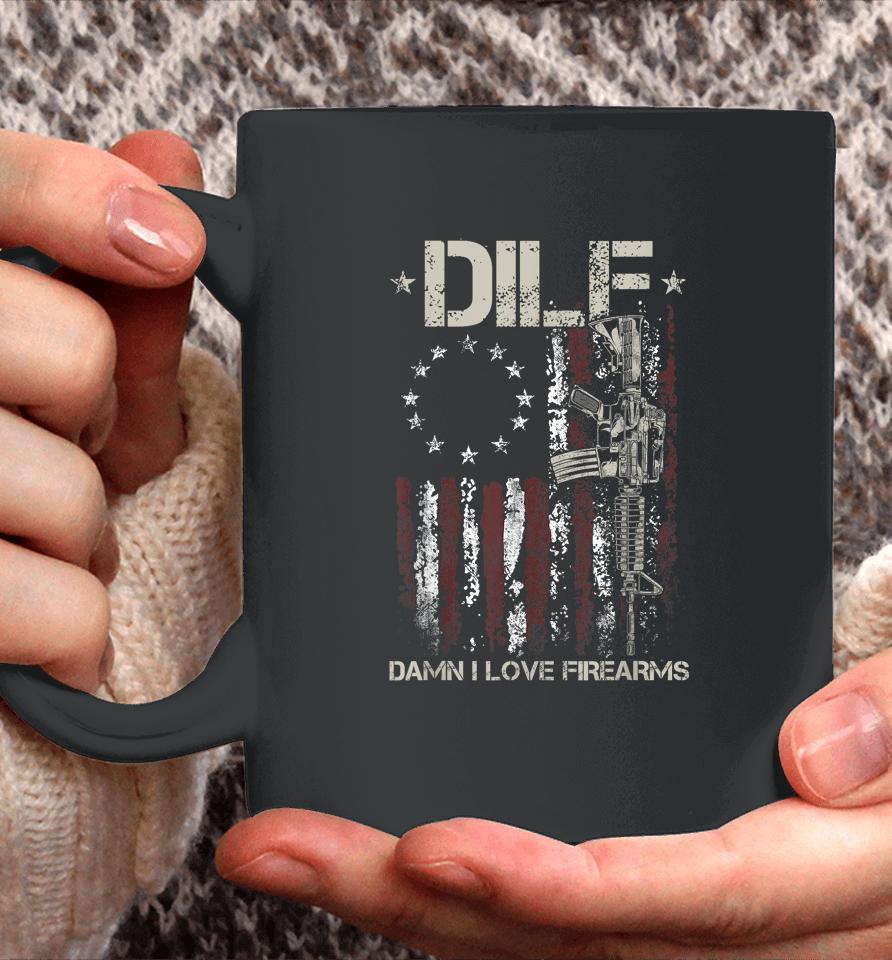 Mens Gun American Flag Dilf - Damn I Love Firearms Coffee Mug