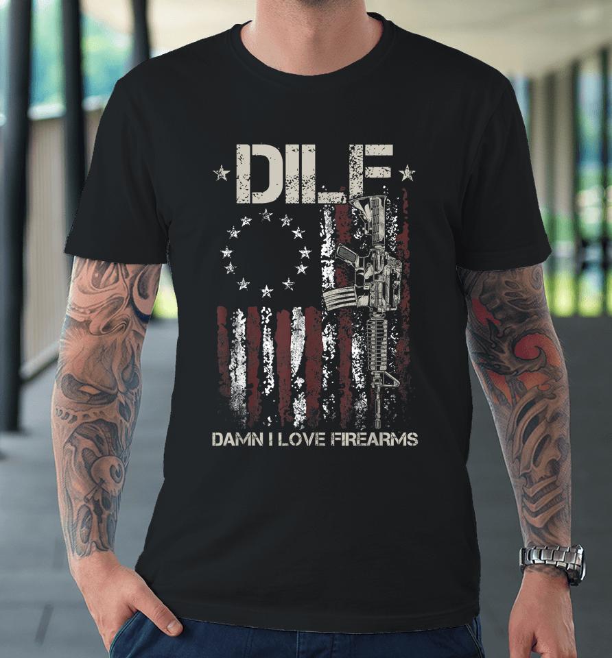 Mens Gun American Flag Dilf - Damn I Love Firearms Premium T-Shirt