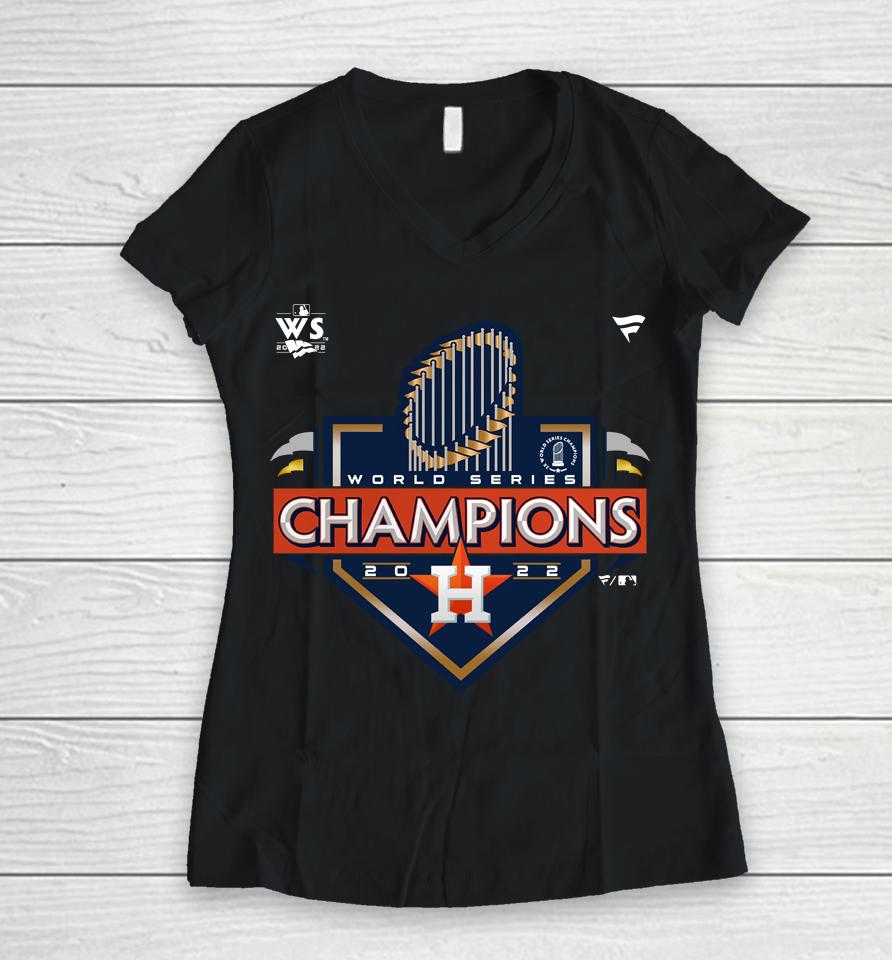 Men's Houston Astros Fanatics Branded Heather Charcoal 2022 World Series Champions Locker Room Women V-Neck T-Shirt