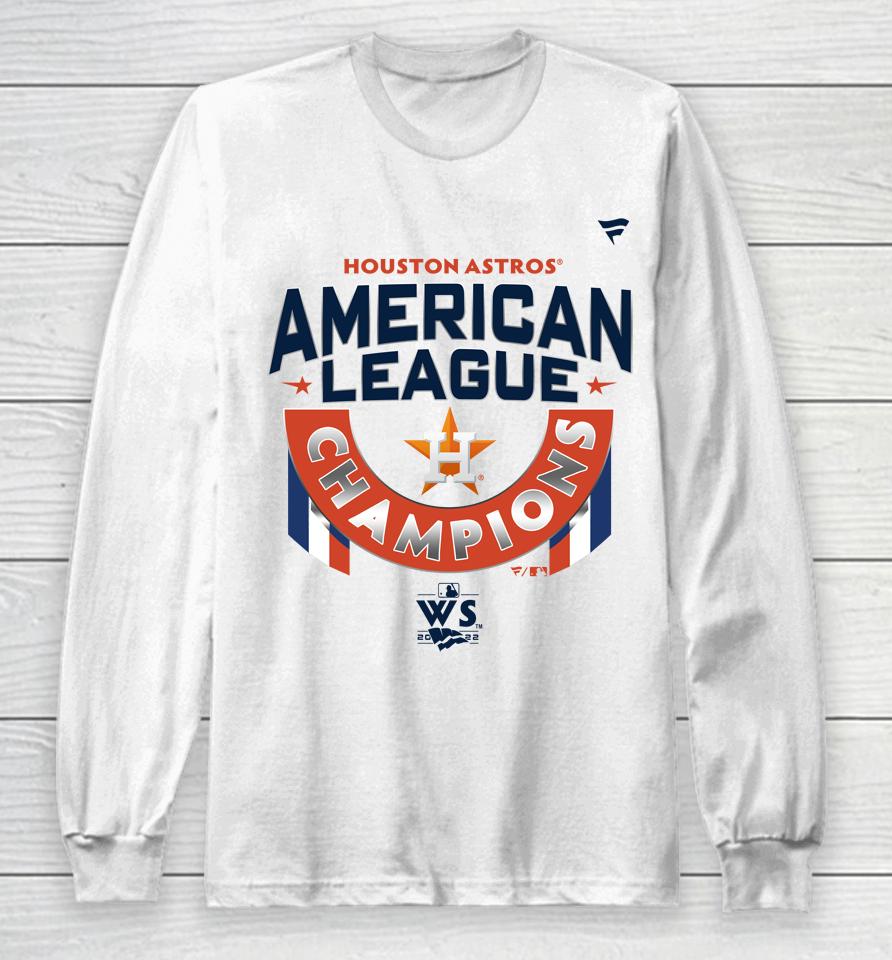 Men's Houston Astros Fanatics Branded White 2022 American League Champions Locker Room Long Sleeve T-Shirt