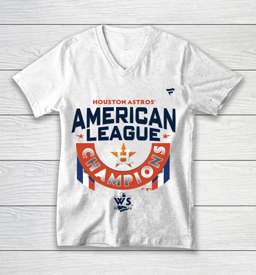 Men's Houston Astros Fanatics Branded White 2022 American League Champions Locker Room Unisex V-Neck T-Shirt