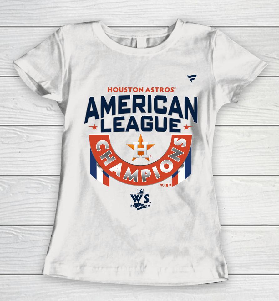 Men's Houston Astros Fanatics Branded White 2022 American League Champions Locker Room Women T-Shirt