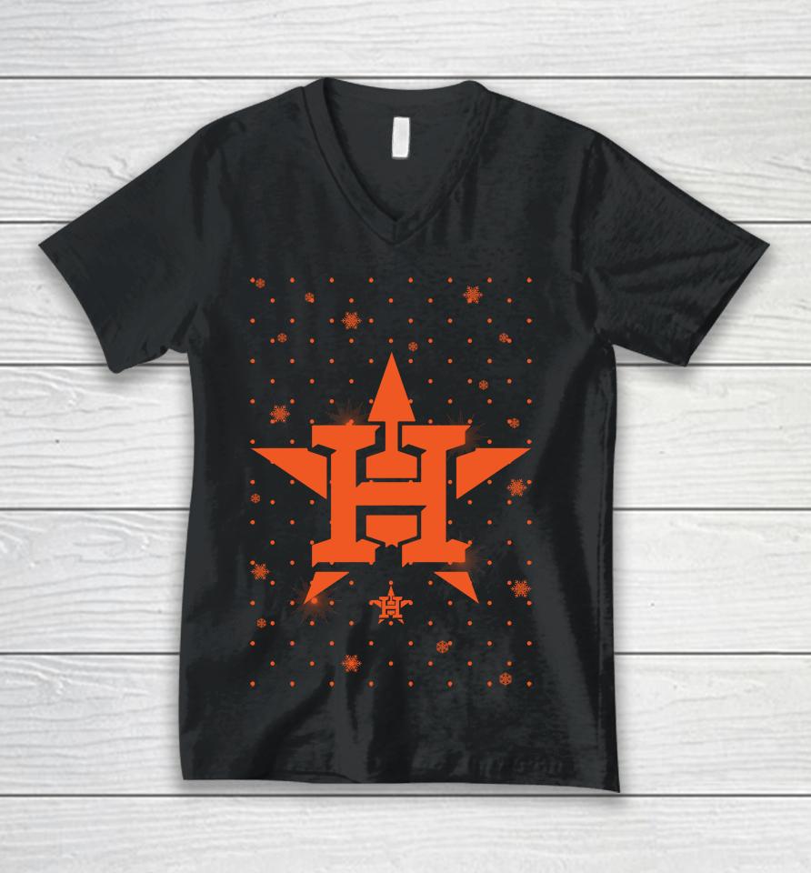 Men's Houston Astros Sparkle Christmas Graphic Unisex V-Neck T-Shirt