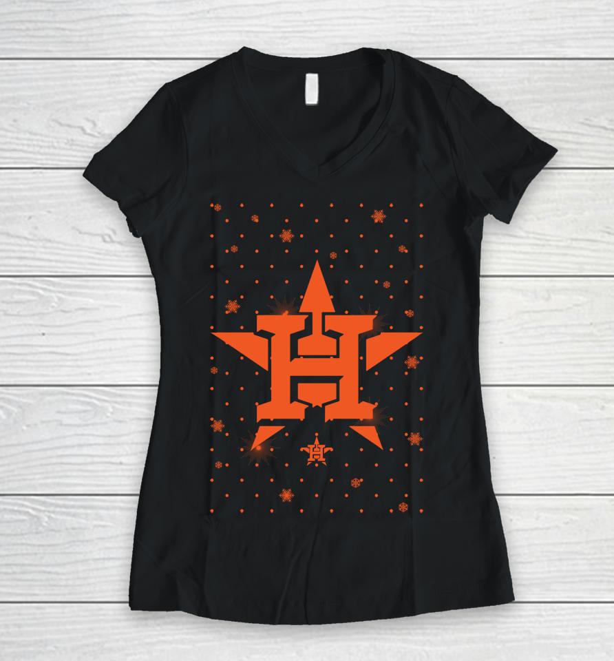 Men's Houston Astros Sparkle Christmas Graphic Women V-Neck T-Shirt