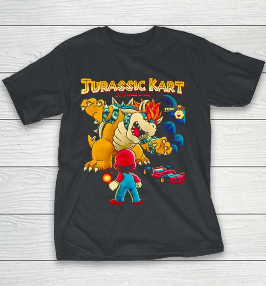 Men’s Jurassic Kart Game Finds A Way Youth T-Shirt
