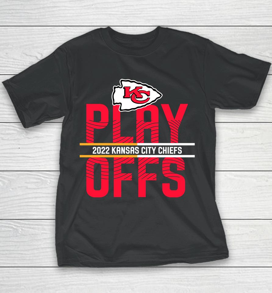 Men's Kansas City Chiefs Anthracite 2022 Nfl Playoffs Iconic Youth T-Shirt