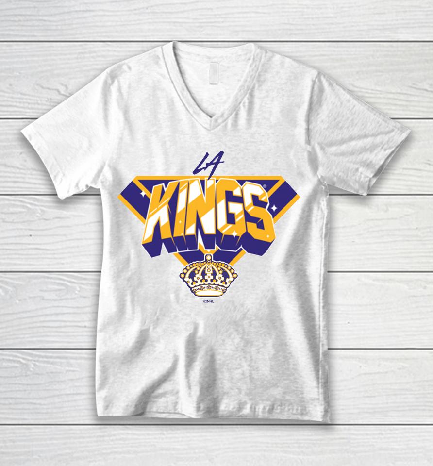 Men's Los Angeles Kings Fanatics White Team Jersey Inspired Unisex V-Neck T-Shirt