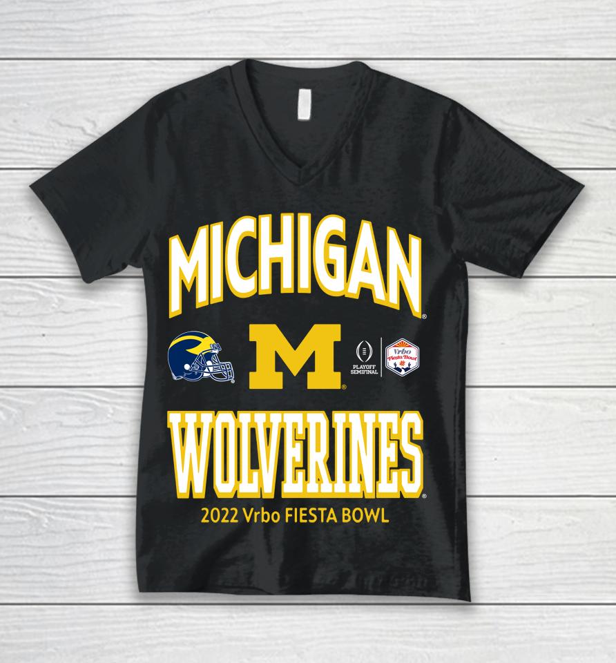 Men's Michigan Wolverines 2022 College Football Playoff Fiesta Bowl Unisex V-Neck T-Shirt
