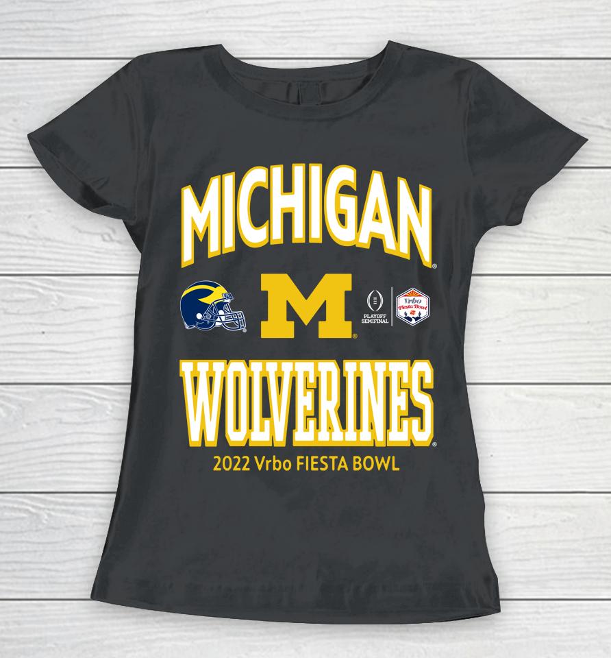 Men's Michigan Wolverines 2022 College Football Playoff Fiesta Bowl Women T-Shirt