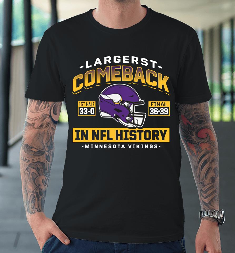 Men's Minnesota Vikings Fanatics Purple Largest Comeback Premium T-Shirt