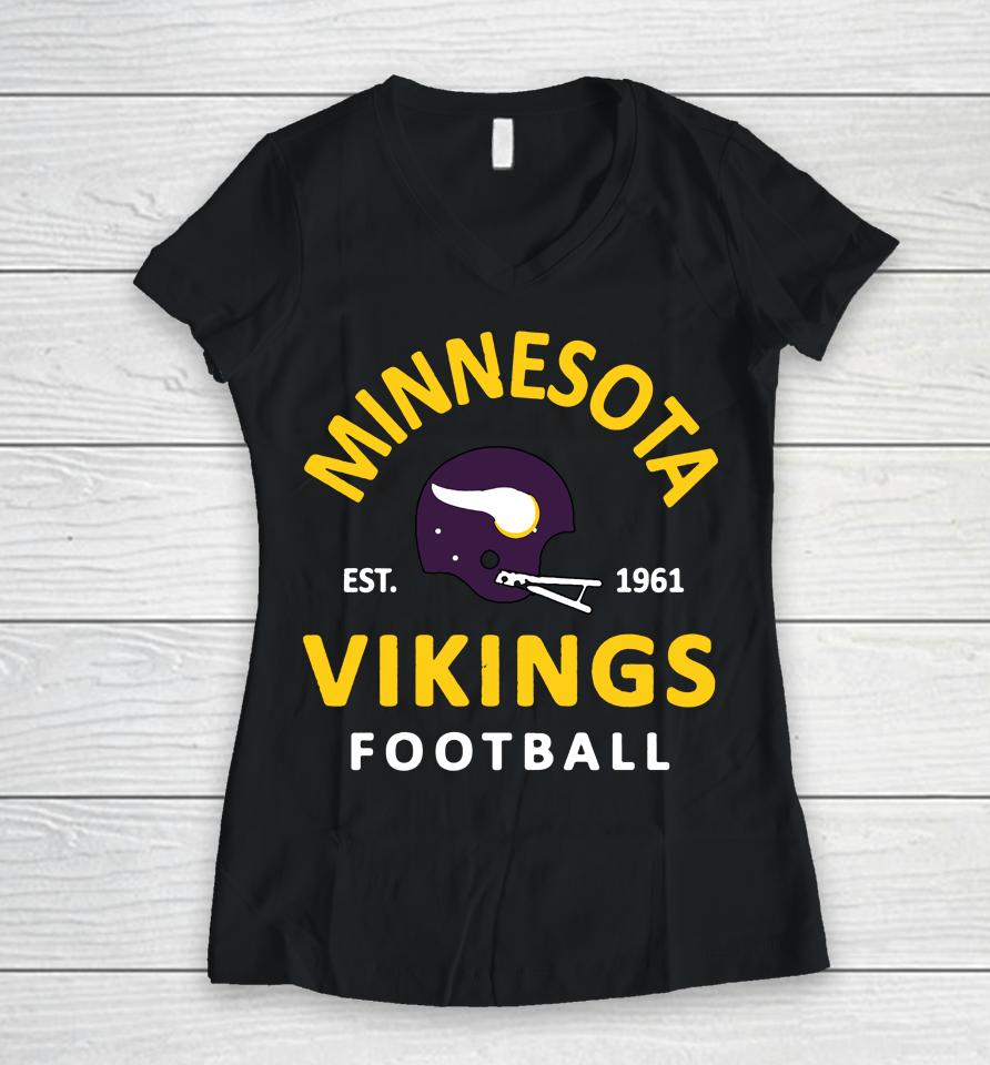 Men's Minnesota Vikings Hetmet Vintage Arch Est 1961 Women V-Neck T-Shirt