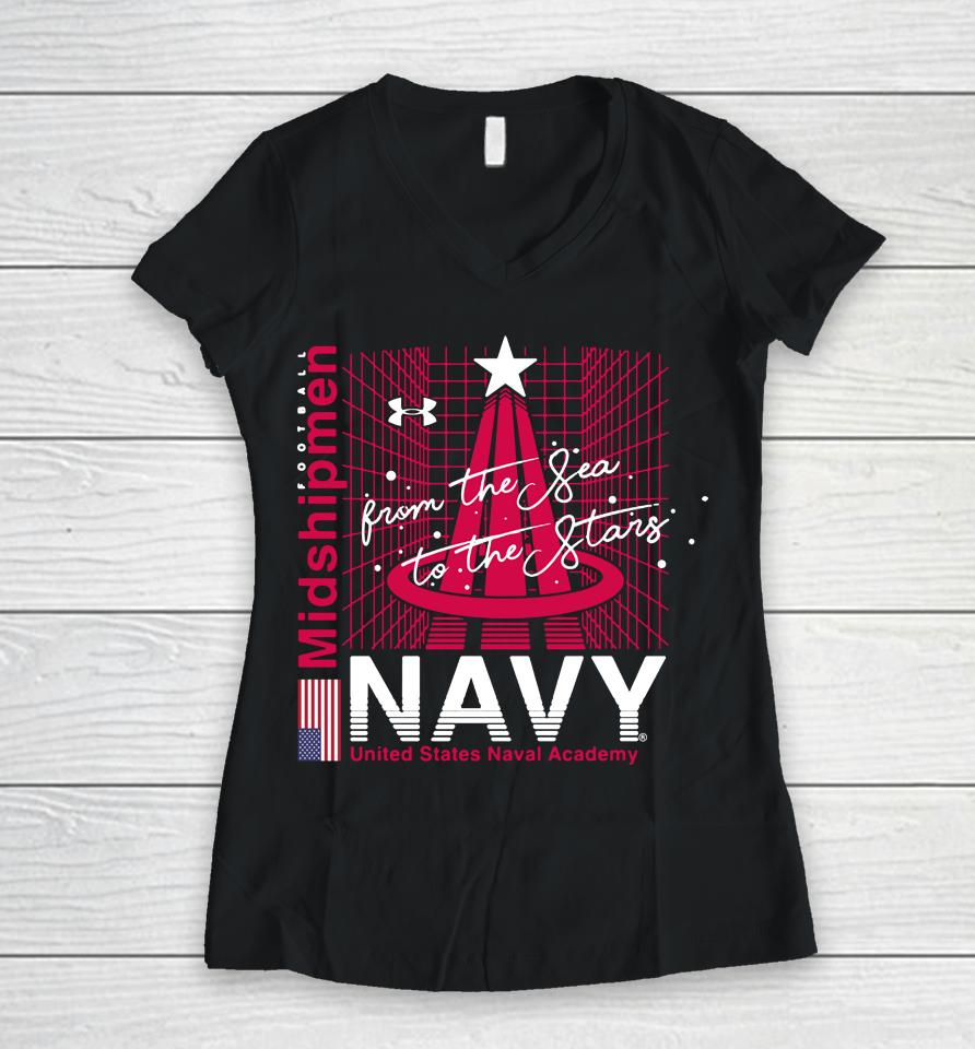 Men's Navy Midshipmen 2022 Special Games Stars Under Armour Women V-Neck T-Shirt
