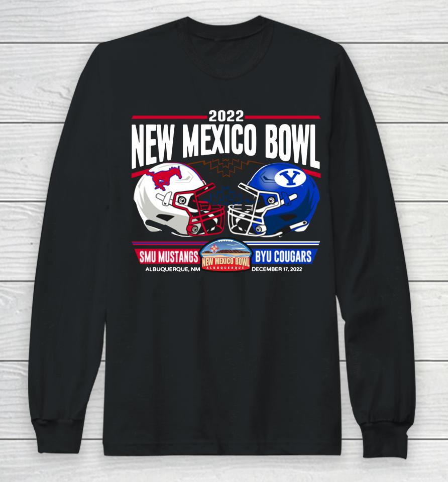 Men's New Mexico Bowl Smu Mustangs Vs Byu Cougars Helmets Long Sleeve T-Shirt