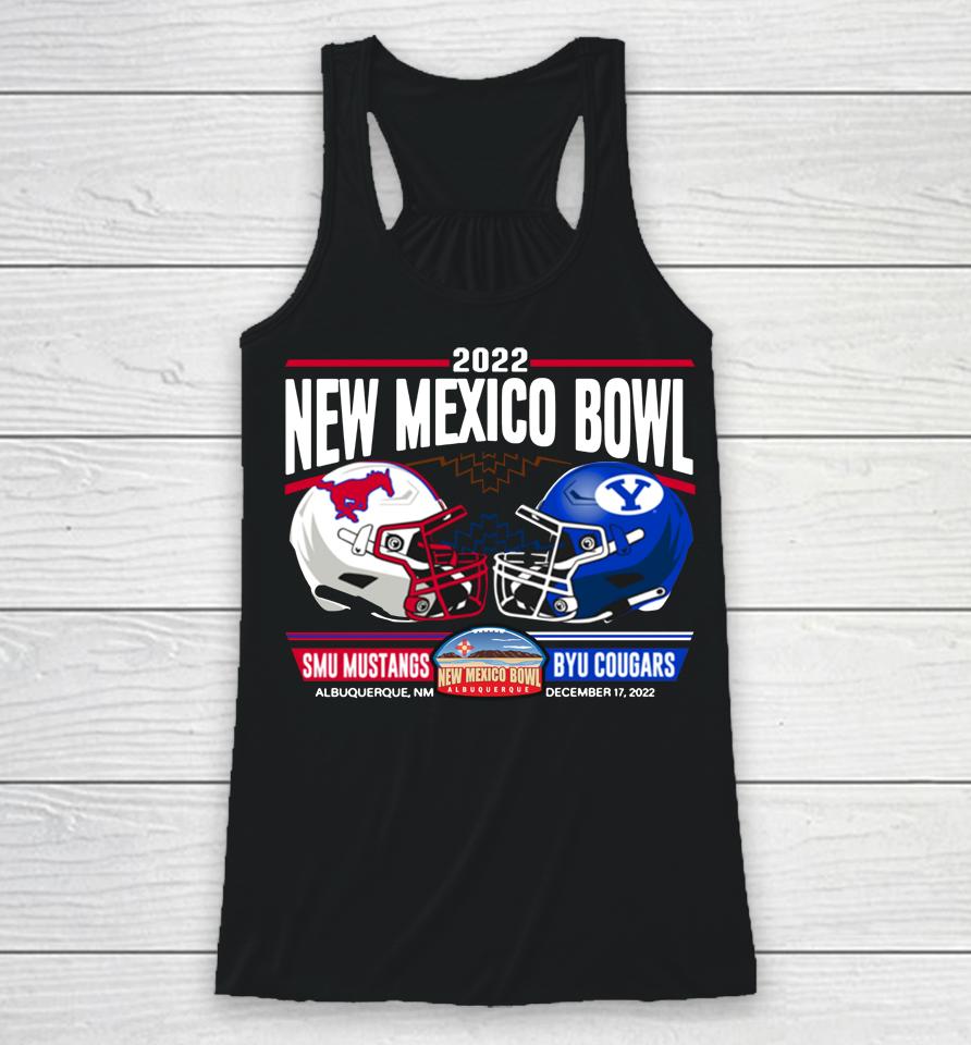 Men's New Mexico Bowl Smu Mustangs Vs Byu Cougars Helmets Racerback Tank