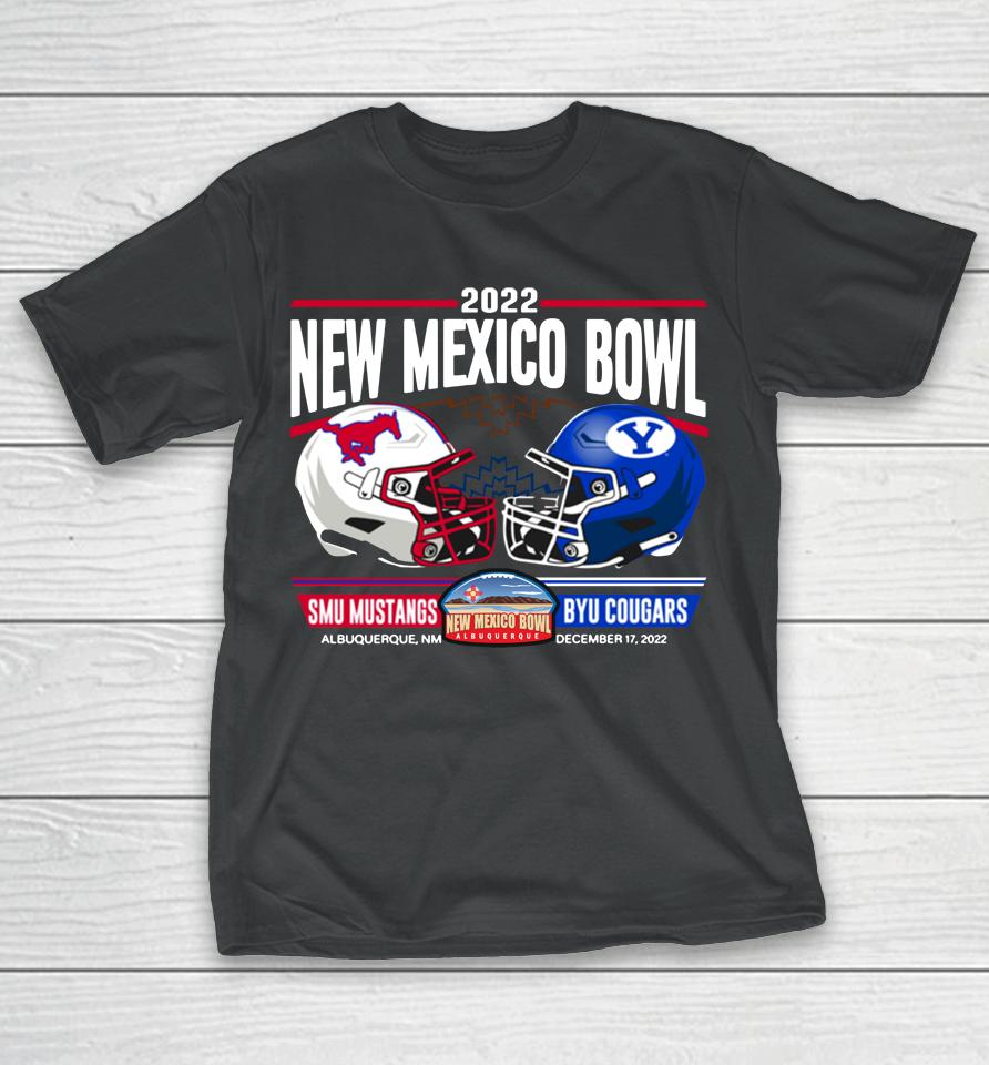 Men's New Mexico Bowl Smu Mustangs Vs Byu Cougars Helmets T-Shirt
