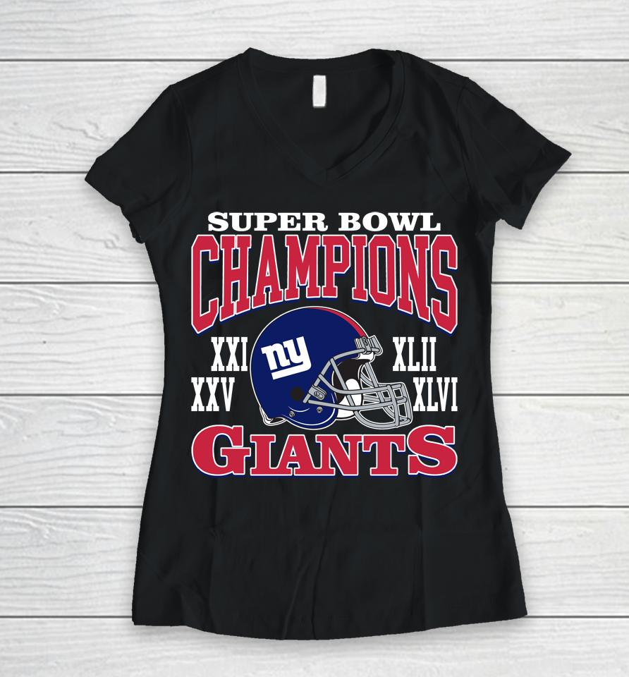 Men's New York Giants Homage Red Super Bowl Classics Tri-Blend Women V-Neck T-Shirt