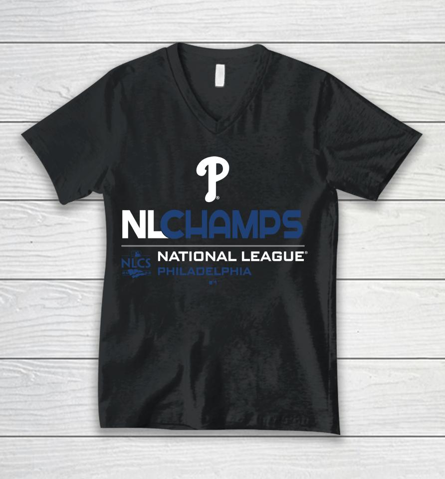Men's Philadelphia Phillies Red 2022 National League Champions Unisex V-Neck T-Shirt