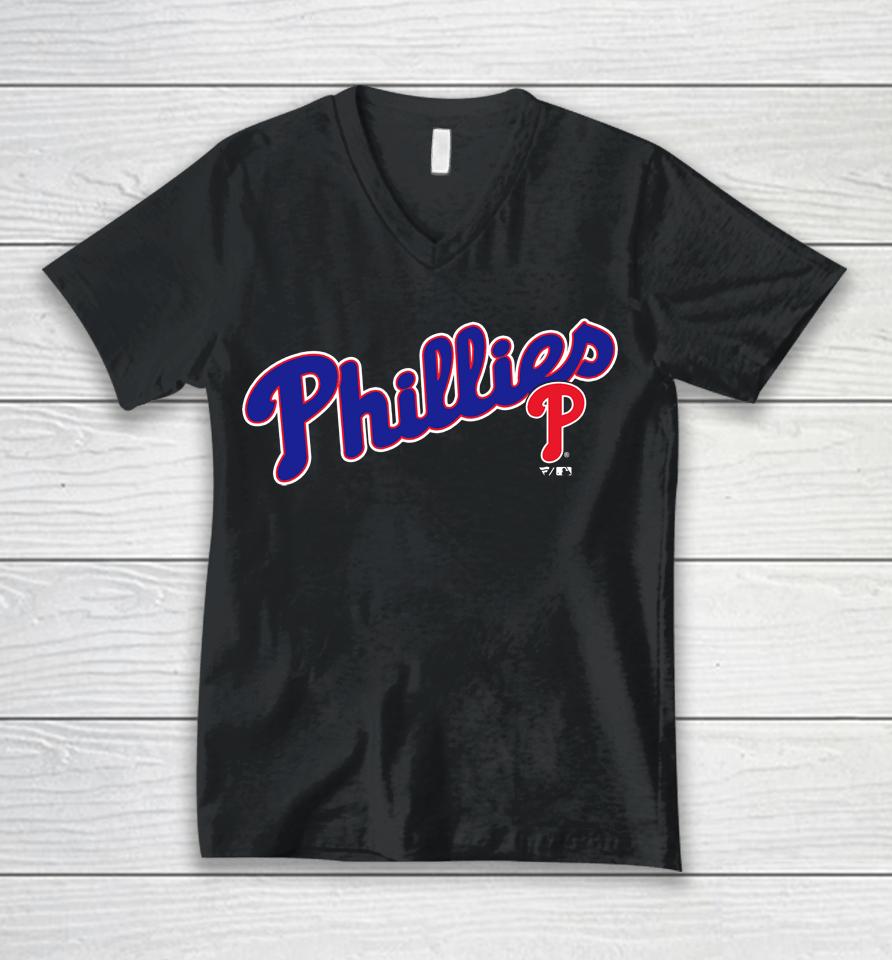 Men's Philadelphia Phillies Royal Team Scoop Unisex V-Neck T-Shirt