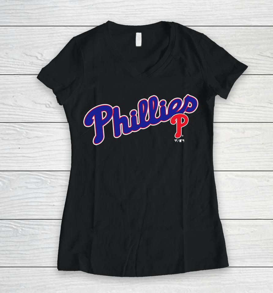 Men's Philadelphia Phillies Royal Team Scoop Women V-Neck T-Shirt