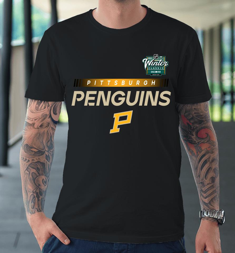 Men's Pittsburgh Penguins 2023 Nhl Winter Classic Authentic Pro Black Premium T-Shirt