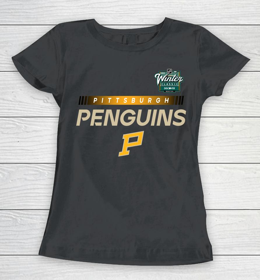 Men's Pittsburgh Penguins 2023 Nhl Winter Classic Authentic Pro Black Women T-Shirt