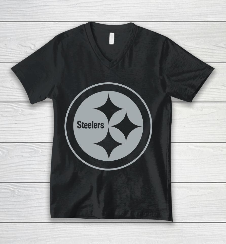 Men's Pittsburgh Steelers Rflctv Name And Logo Unisex V-Neck T-Shirt