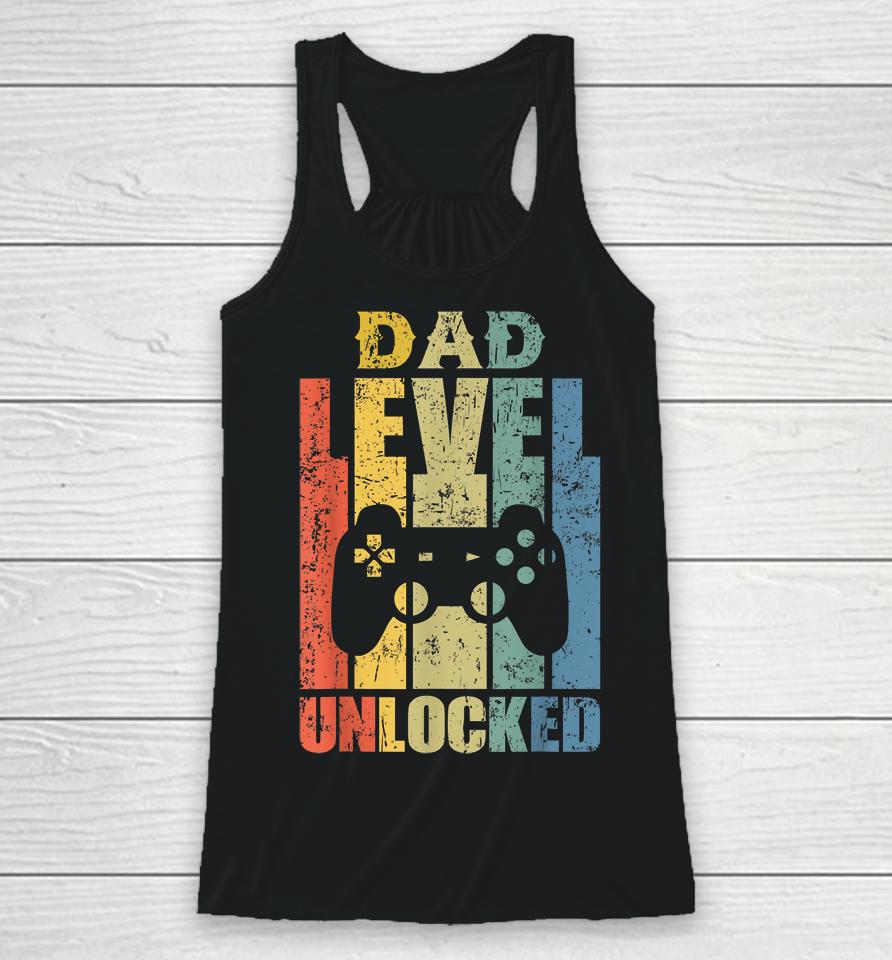 Mens Pregnancy Announcement Dad Level Unlocked Soon To Be Father Racerback Tank