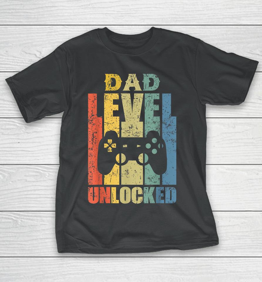 Mens Pregnancy Announcement Dad Level Unlocked Soon To Be Father T-Shirt