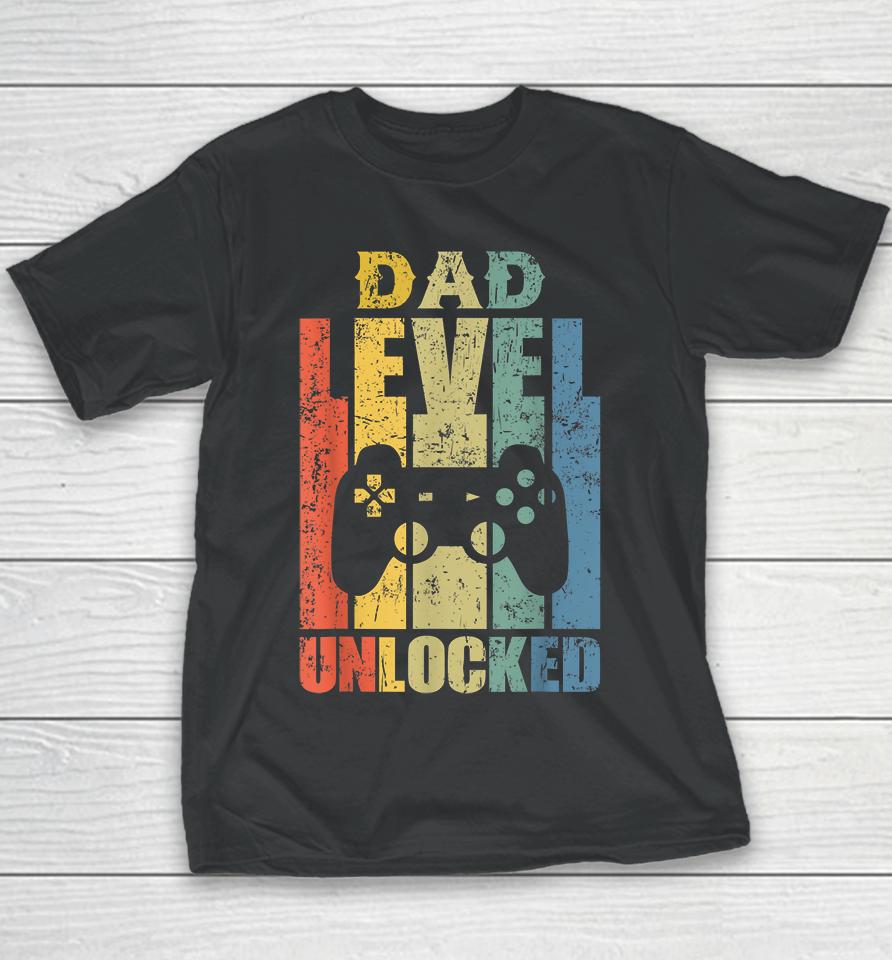 Mens Pregnancy Announcement Dad Level Unlocked Soon To Be Father Youth T-Shirt