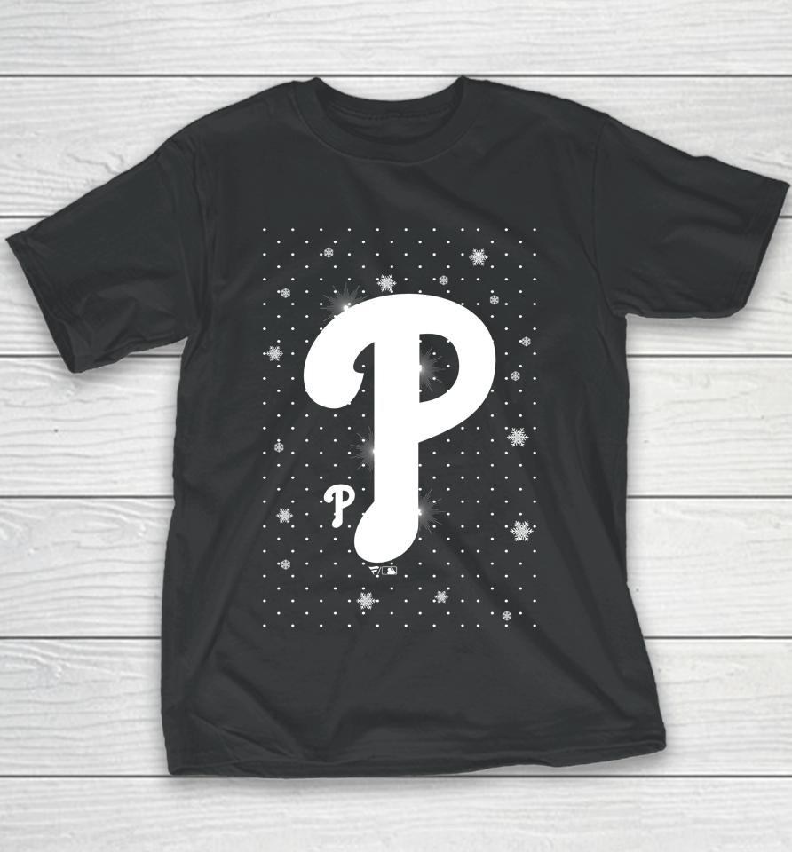 Men's Red Philadelphia Phillies Sparkle Christmas Graphic Youth T-Shirt