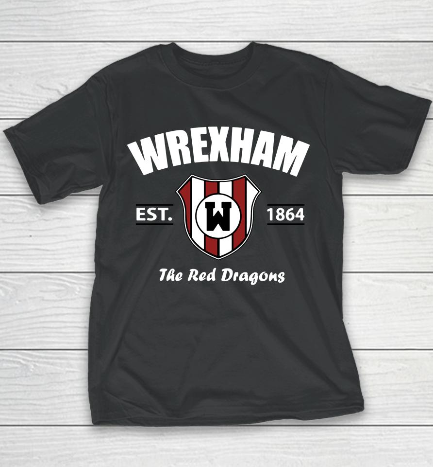 Men's Red Wrexham Established Football The Red Dragons Youth T-Shirt