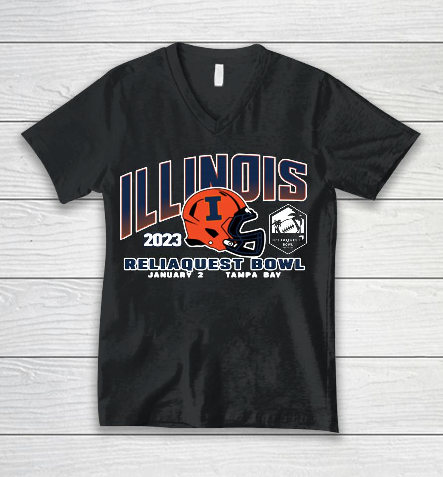 Men's Reliaquest Bowl Illinois 2023 Champs Unisex V-Neck T-Shirt