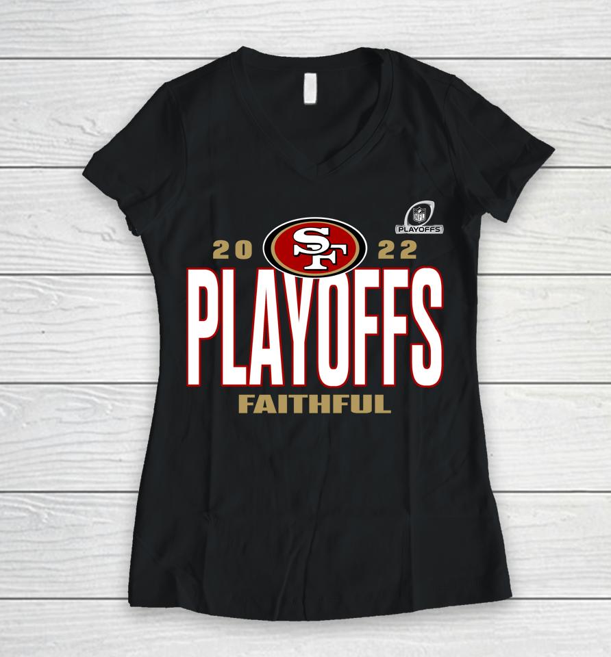 Men's San Francisco 49Ers Fanatics 2022 Nfl Playoffs Our Time Women V-Neck T-Shirt