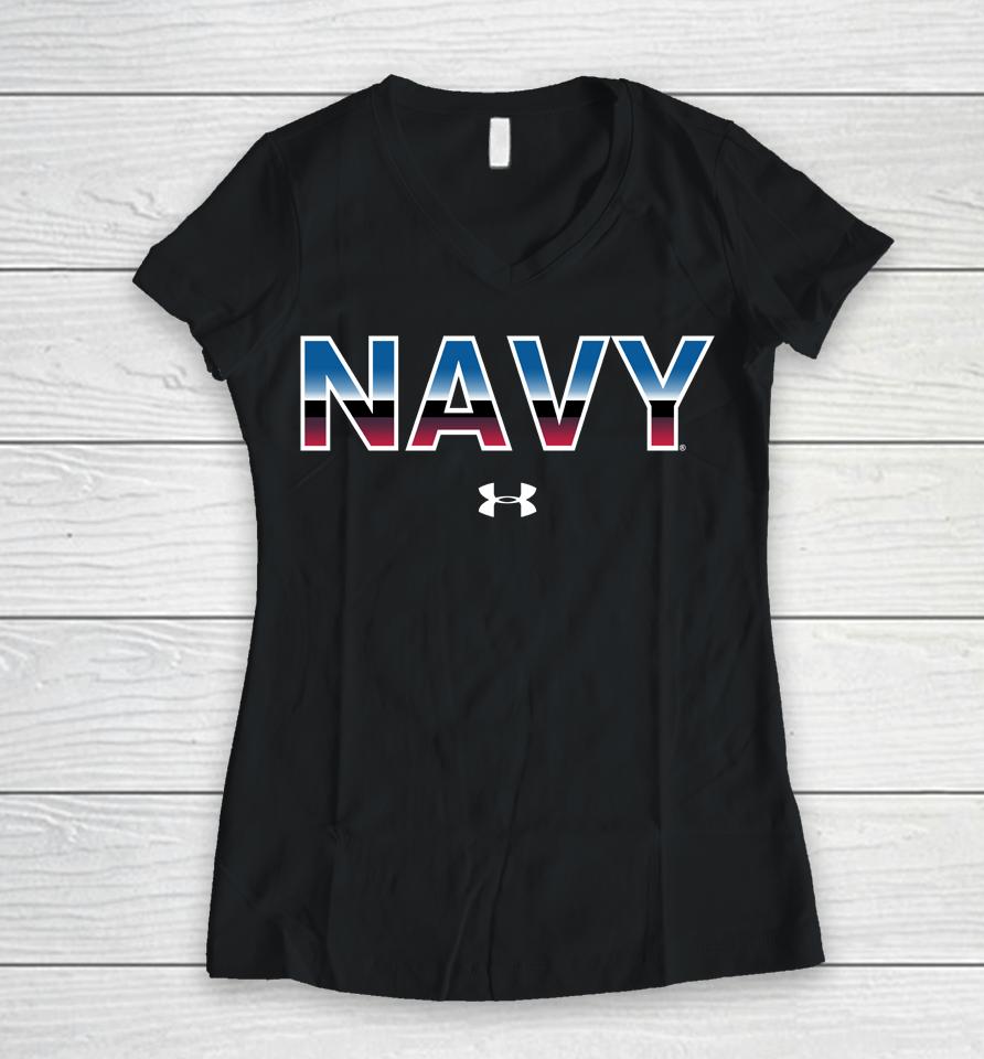Men's Under Armour Navy Midshipmen 2022 Special Games Nasa Women V-Neck T-Shirt