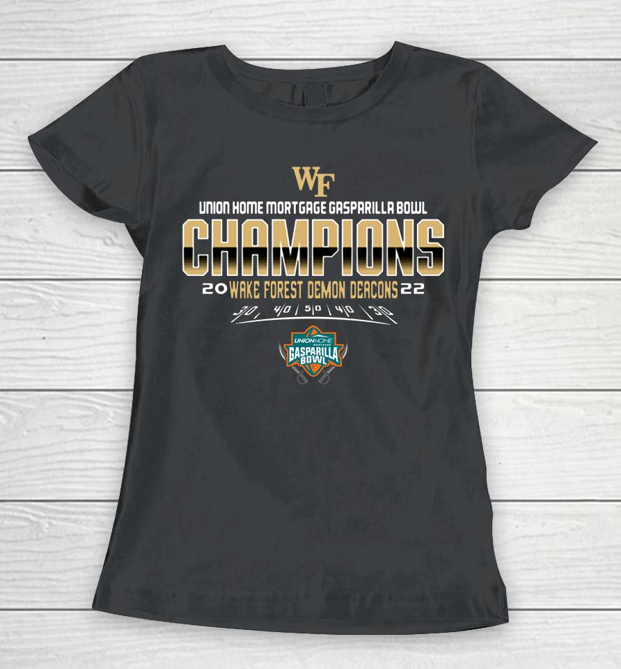 Men's Wake Forest 2022 Gasparilla Bowl Champions Women T-Shirt