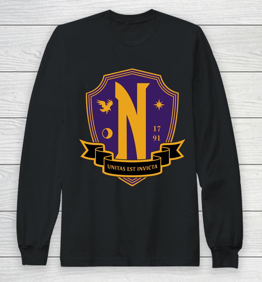 Men's Wednesday Nevermore Academy Crest Long Sleeve T-Shirt