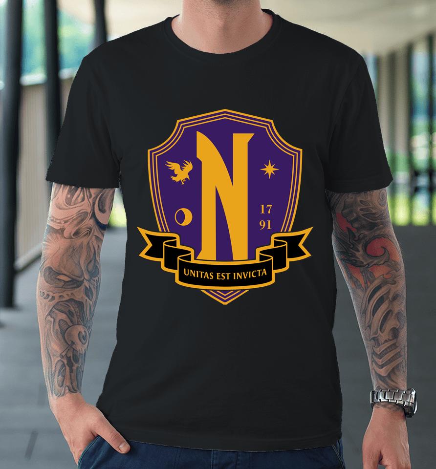 Men's Wednesday Nevermore Academy Crest Premium T-Shirt